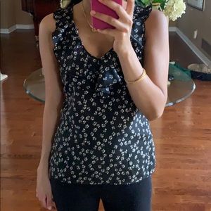 Jacob black floral sleeveless blouse